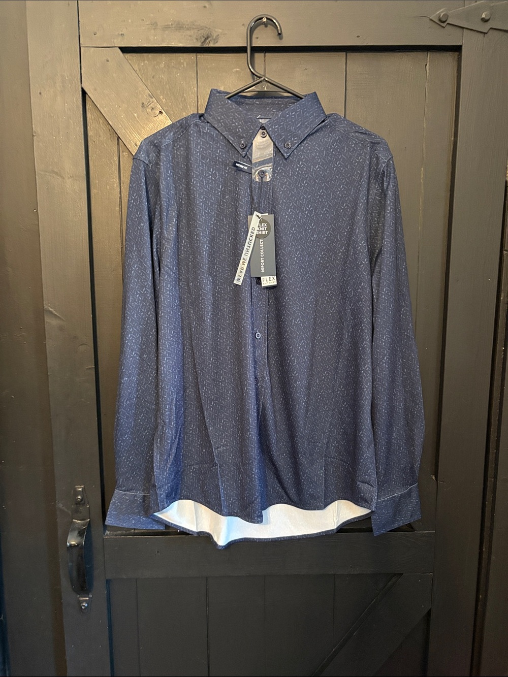 Report Collection Navy Blue Long-Sleeve Button-Down Shirt